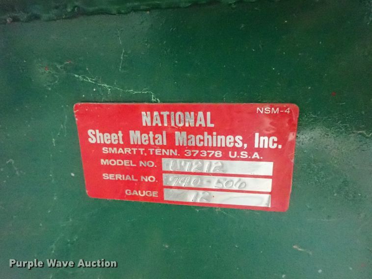 image for item GN9587 National U7212 sheet metal machine