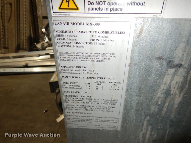 image for item GO9082 Lanair MX-300 waste oil stove