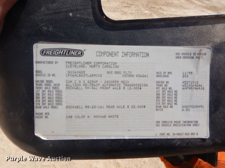 image for item GP9028 1996 Freightliner FL70 refuse truck