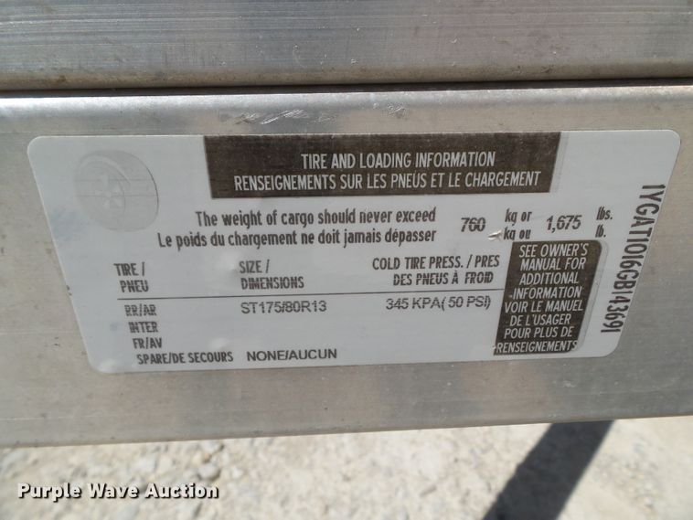 image for item GW9972 2016 Aluma A8810 utility trailer