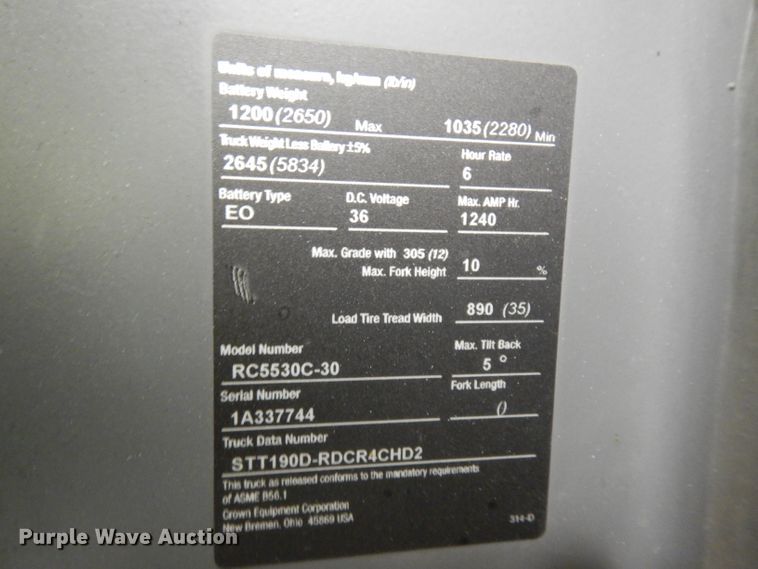 image for item GX9995 Crown RD5530C-30 forklift