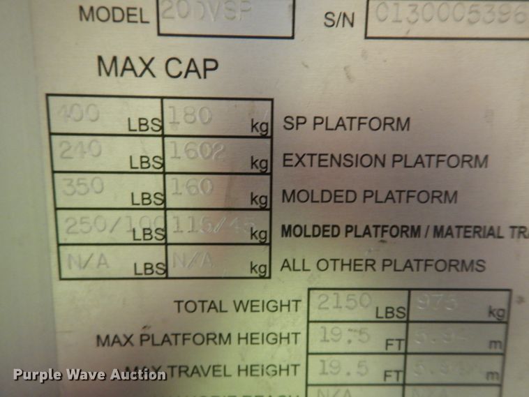 image for item GX9996 2003 JLG Axxessor 200VSP  vertical lift