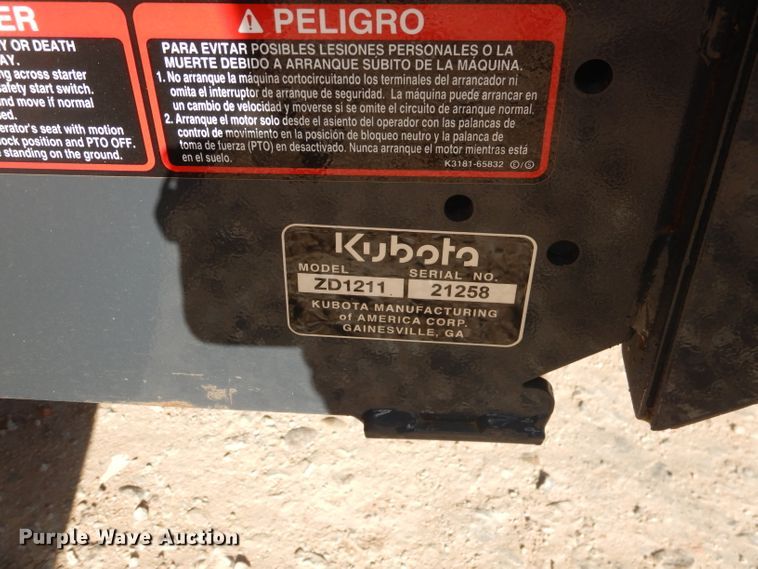 image for item HC9003 2019 Kubota ZD1211-60 ZTR lawn mower