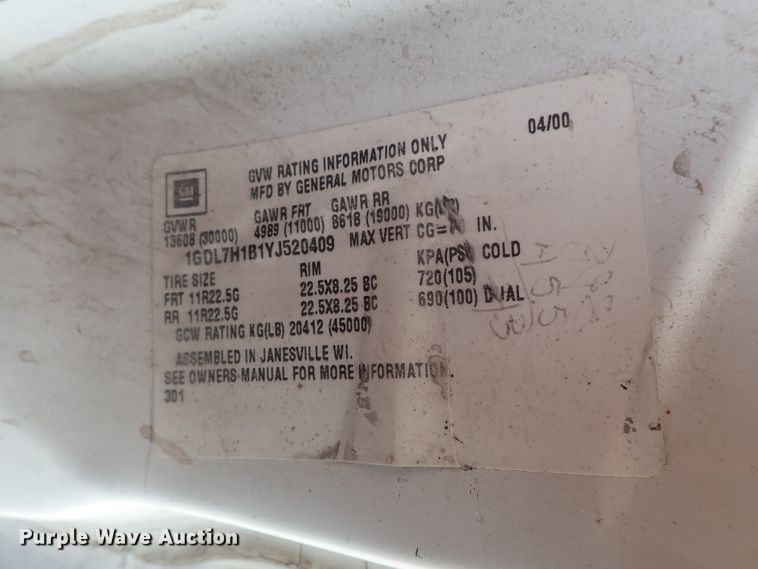 image for item DC3265 2000 GMC 7500 dump truck