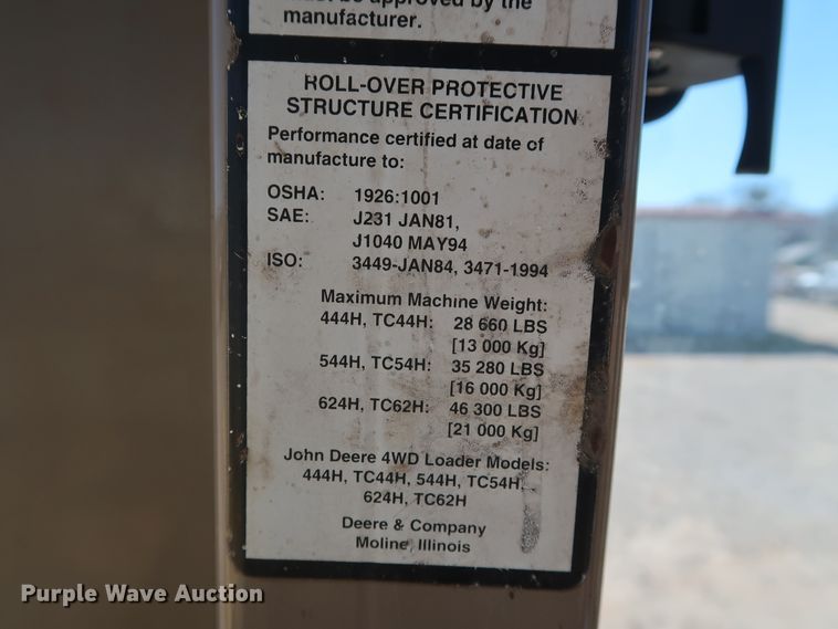 image for item DG7132 2001 John Deere 544H  High Lift wheel loader