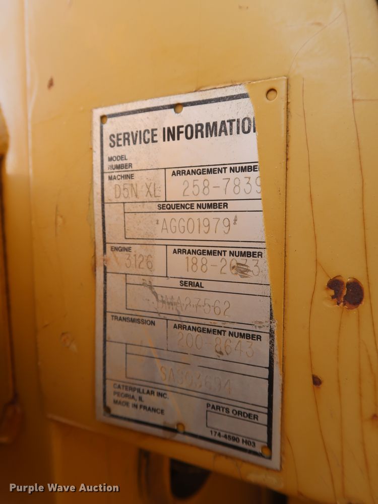 image for item DG7143 2005 Caterpillar D5N XL  crawler pipelayer