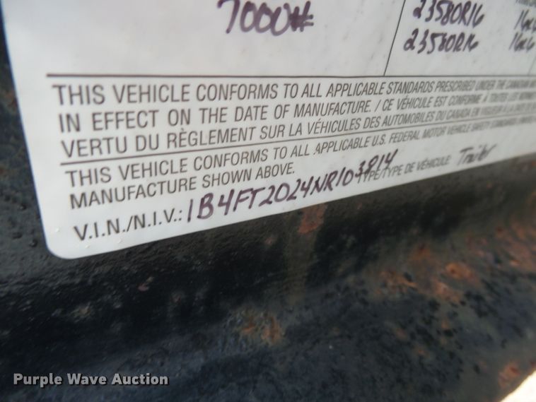 image for item DH7910 1992 R&W utility trailer