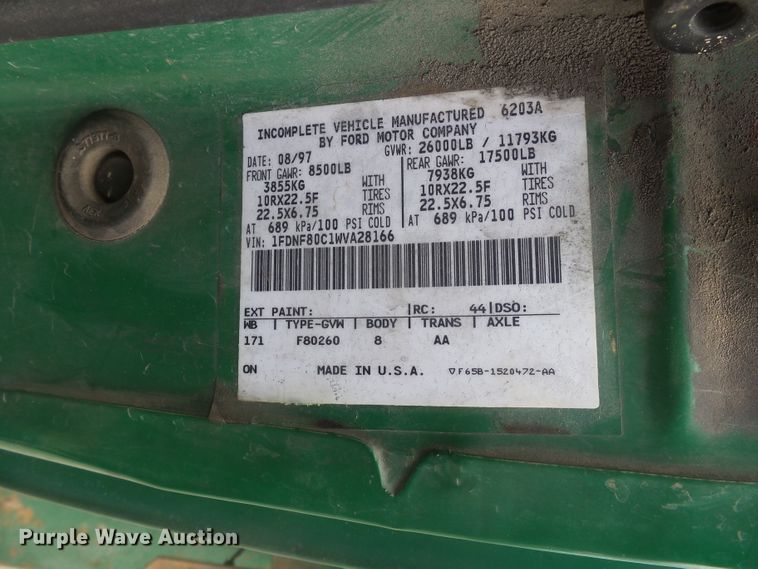 image for item FR9561 1998 Ford F800 dump truck