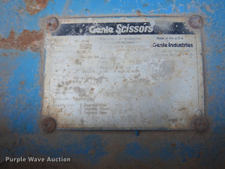 image for item FX9045 Genie GS-2646  scissor lift