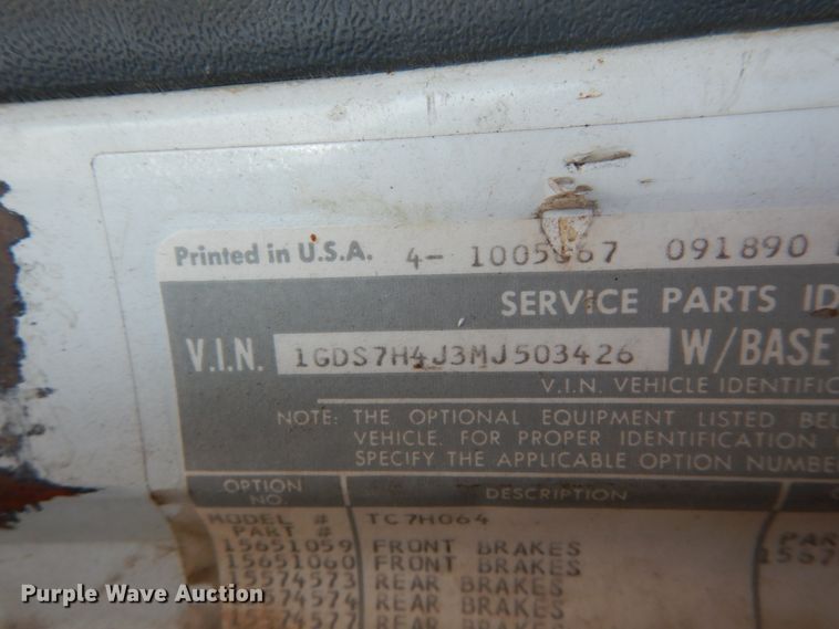 image for item GB9829 1991 GMC TopKick dump truck