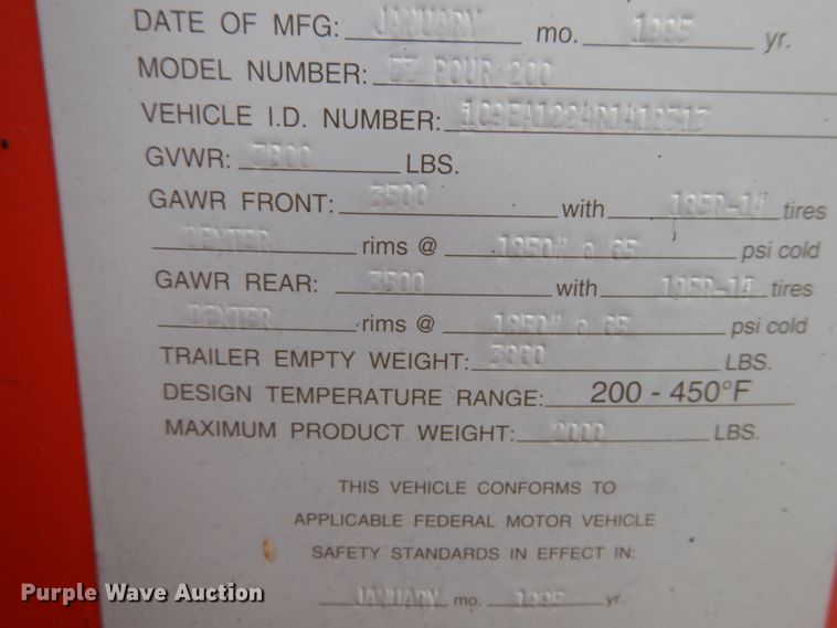 image for item GB9832 1995 Crafco EZ Pour 200 melter/applicator