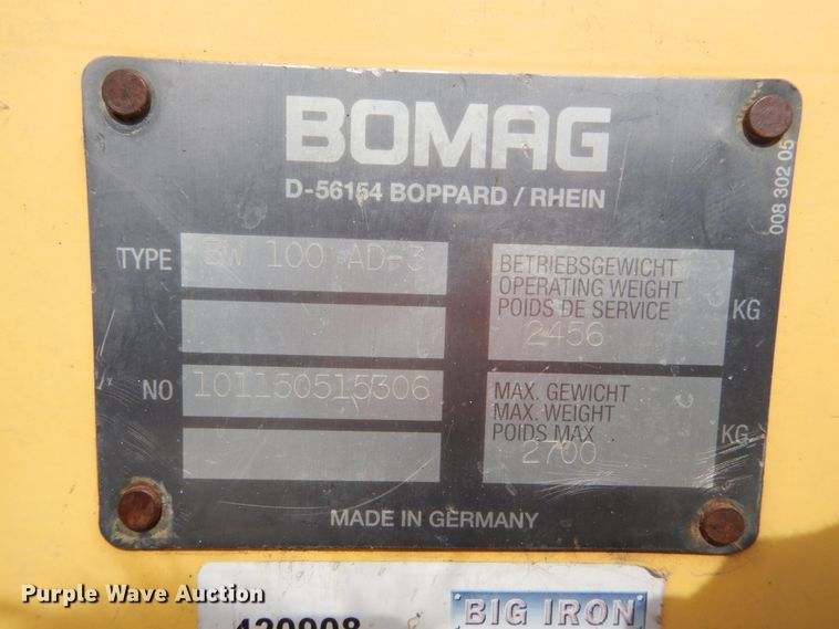 image for item GB9835 2004 Bomag BW100AD-3 double drum roller