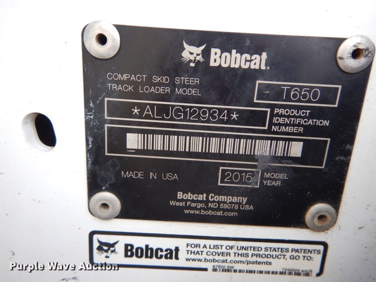 image for item GB9883 2015 Bobcat T650  tracked skid steer loader