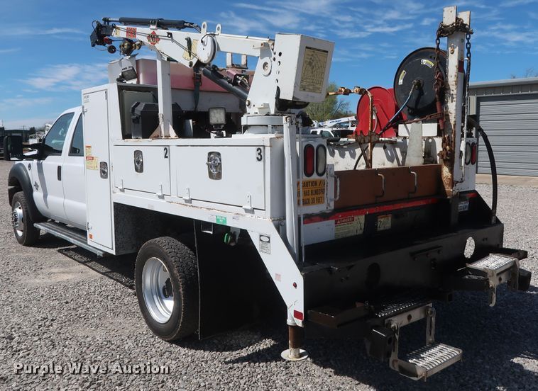 image for item GS9846 2013 Ford F550 Super Duty XL Crew Cab utility bed truck with crane