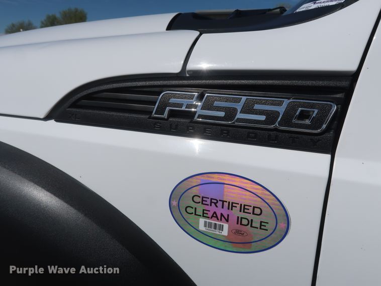 image for item GS9846 2013 Ford F550 Super Duty XL Crew Cab utility bed truck with crane