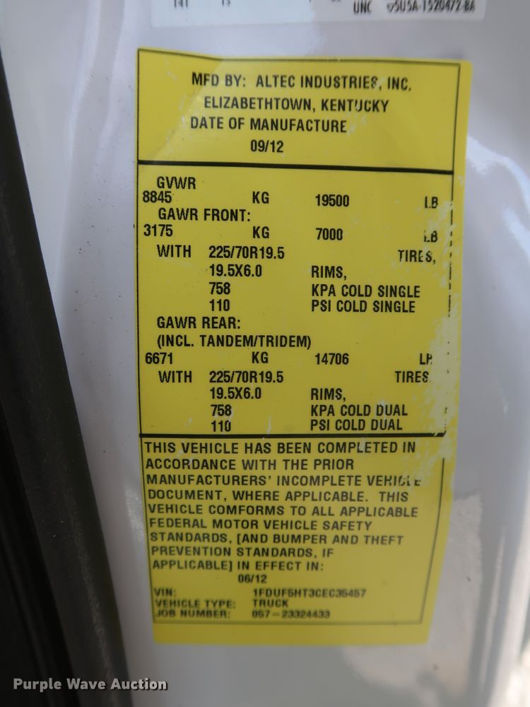 image for item GS9848 2012 Ford F550 Super Duty XL bucket truck