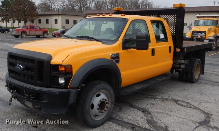 image for item DF3040 2008 Ford F550 Super Duty XL Crew Cab dump flatbed truck