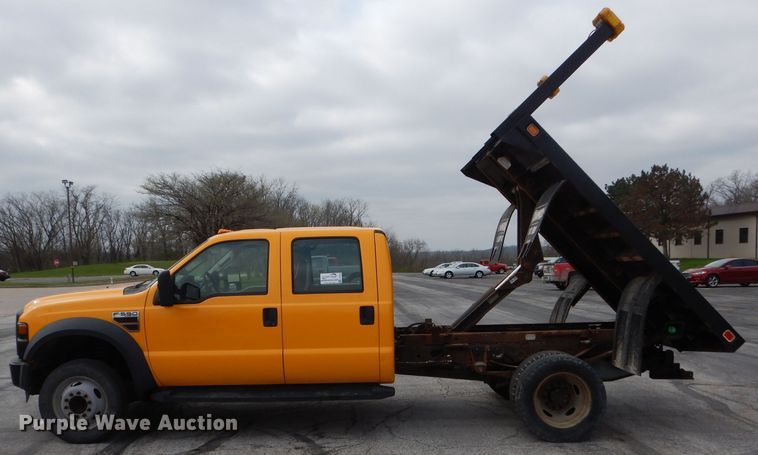 image for item DF3040 2008 Ford F550 Super Duty XL Crew Cab dump flatbed truck