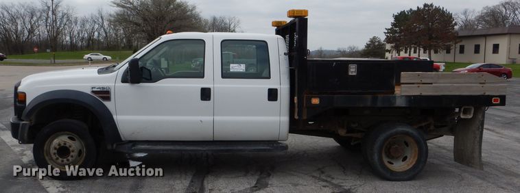 image for item DF3041 2008 Ford F450 Super Duty XL Crew Cab dump flatbed truck