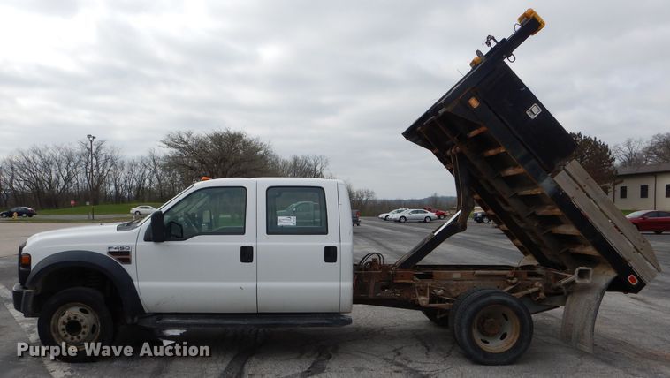 image for item DF3041 2008 Ford F450 Super Duty XL Crew Cab dump flatbed truck