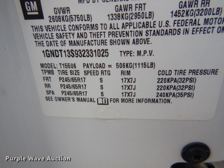 image for item DF3044 2003 Chevrolet TrailBlazer LS  SUV