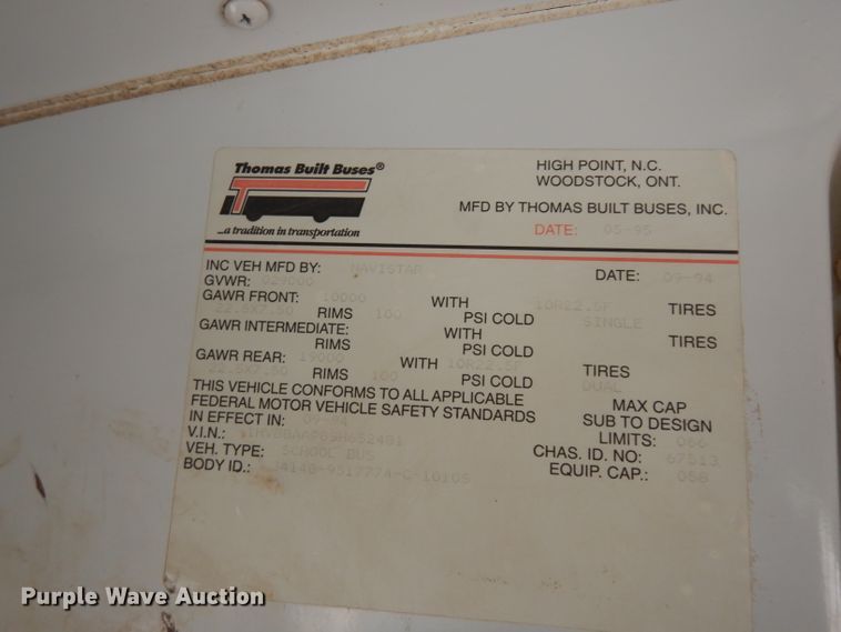 image for item DG6372 1995 International 3800 school bus