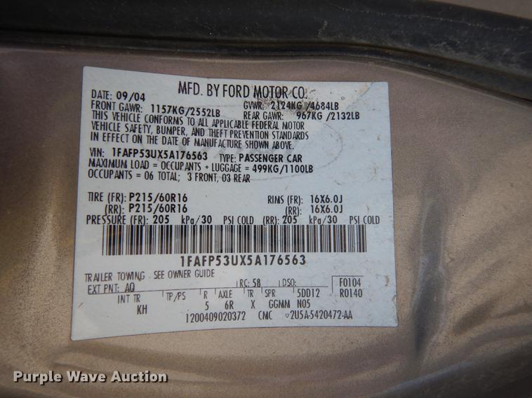 image for item DG6431 2005 Ford Taurus