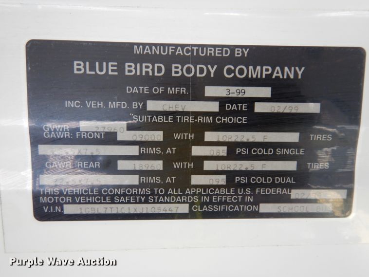 image for item DG6432 1999 Chevrolet CV2000 school bus