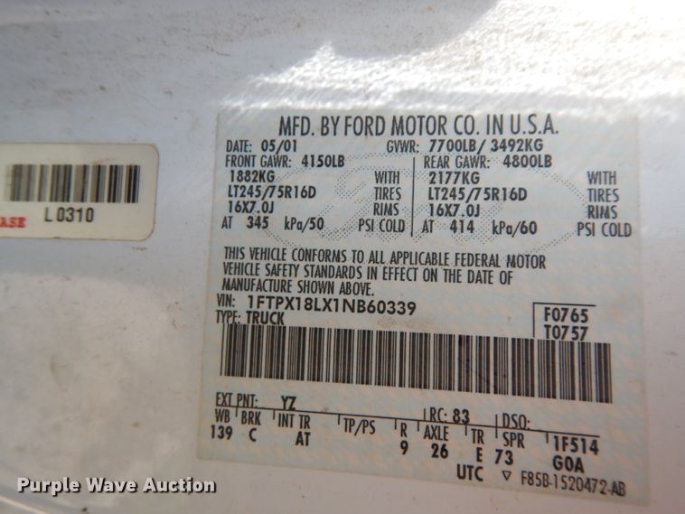 image for item DH2440 2001 Ford F150  SuperCab pickup truck