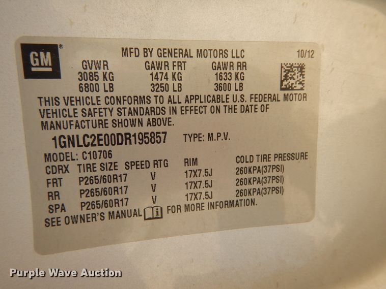 image for item DH2446 2013 Chevrolet Tahoe Police  SUV