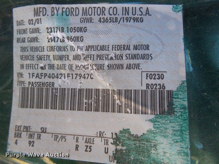 image for item DH4878 2001 Ford Mustang