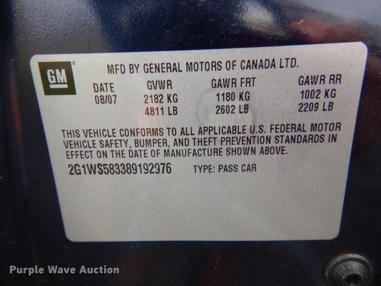 image for item GB9887 2008 Chevrolet Impala Police