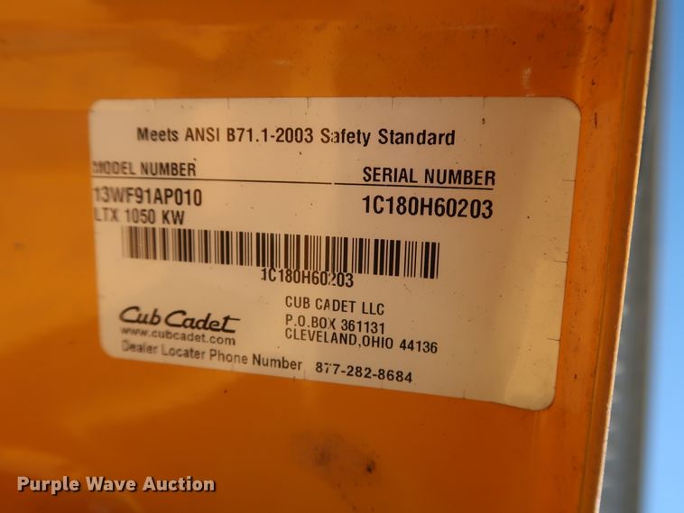 image for item GS9827 Cub Cadet LTX1050 lawn mower