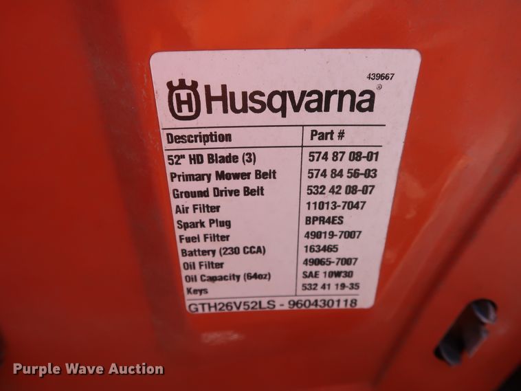 image for item GS9828 Husqvarna GTH26V52LS lawn mower