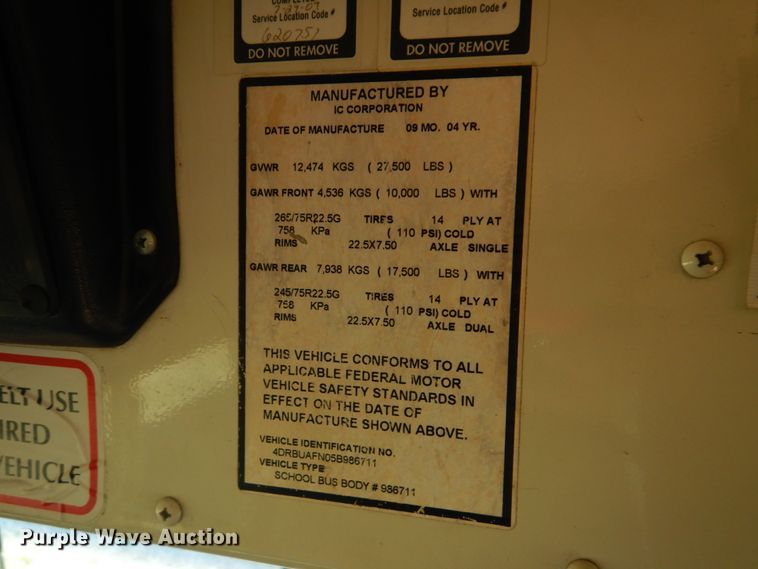 image for item GX9896 2005 International CE200 school bus