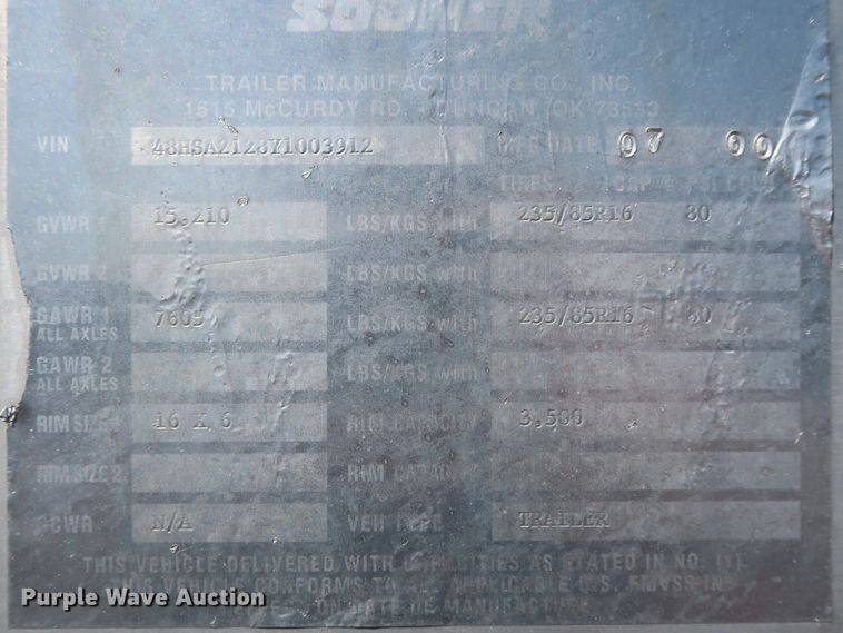 image for item DG7136 2000 Sooner Revolution livestock trailer