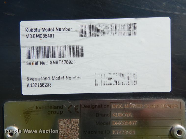 image for item DH2459 2018 Kubota DMC8540T mower conditioner