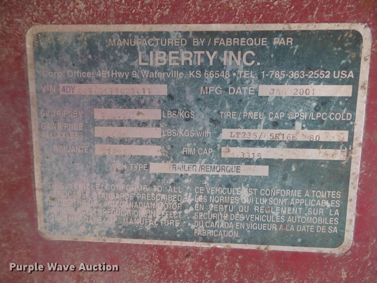 image for item GW9988 2001 Travalong livestock trailer