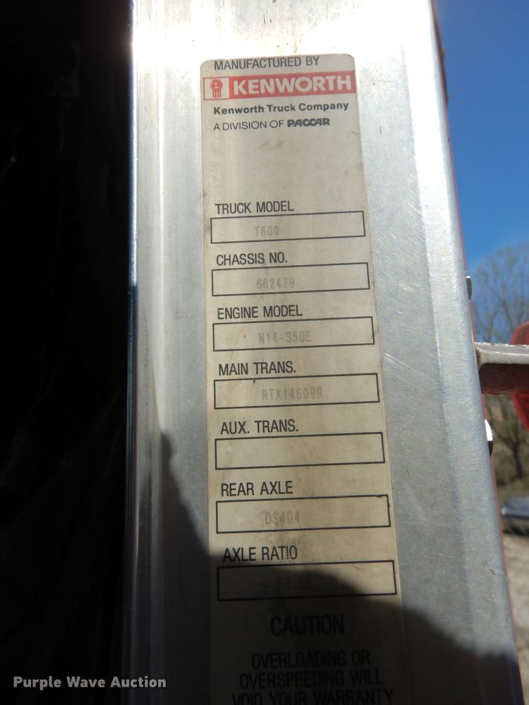 image for item DG6395 1995 Kenworth T600 semi truck