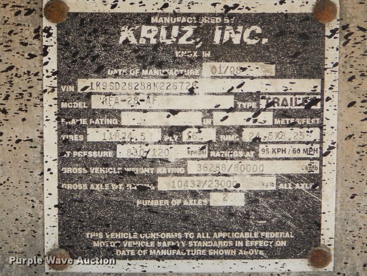 image for item GP9026 2008 Kruz RFA-28-AF end dump trailer