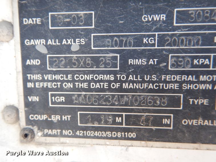 image for item GX9879 2004 Great Dane refrigerated van trailer