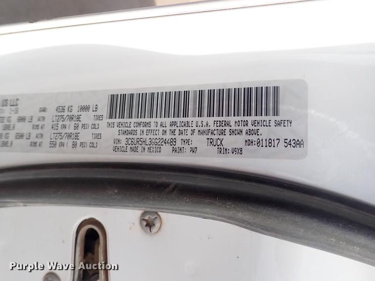 image for item DG3069 2016 Dodge Ram 2500  Crew Cab pickup truck