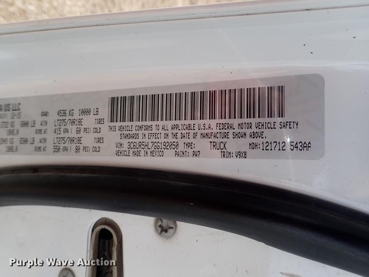 image for item DG3071 2016 Dodge Ram 2500  Crew Cab pickup truck