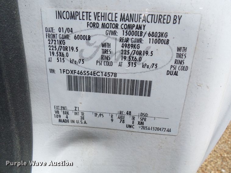 image for item DG5646 2004 Ford F450 Super Duty box truck