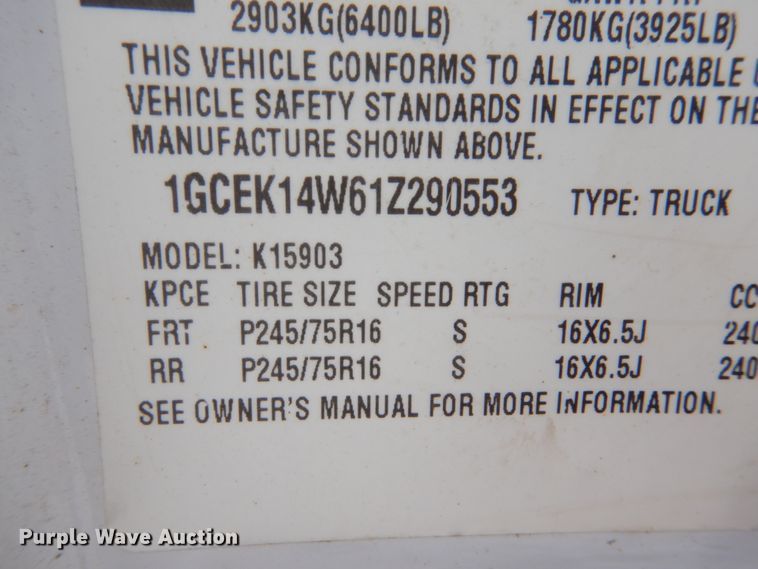 image for item FX9089 2001 Chevrolet Silverado 1500  pickup truck