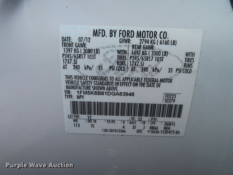 image for item GS9851 2013 Ford Explorer  SUV