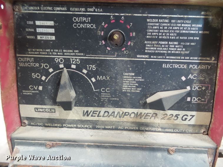 image for item GX9005 Lincoln Weldon Power 225G7 welder