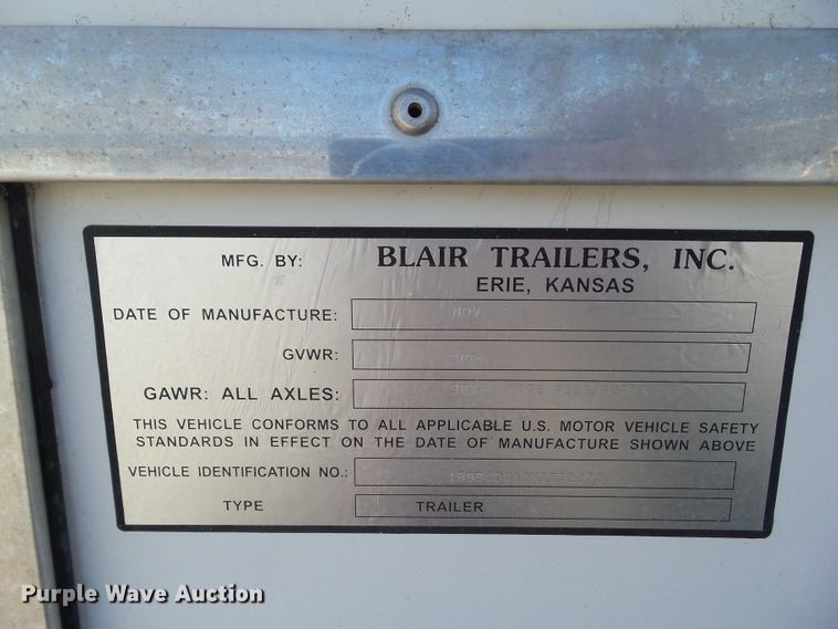 image for item GX9019 1999 Blair enclosed cargo trailer