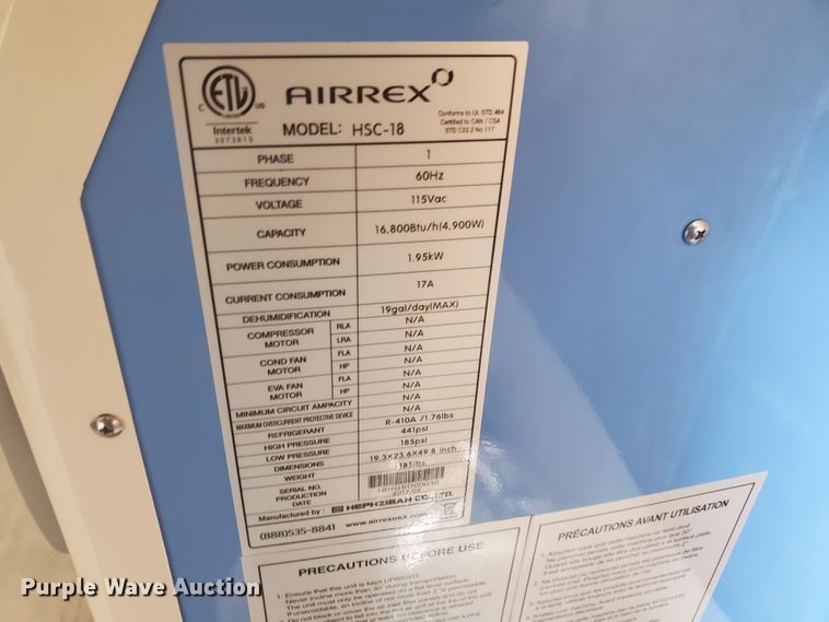 (2) Airrex HSC18 AC units in Belleville, KS Item GX9899 sold