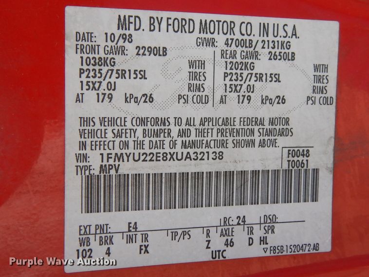 image for item GY9771 1999 Ford Explorer  SUV